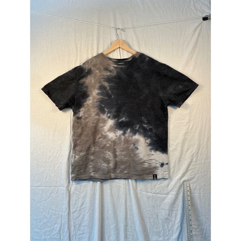 Rebel Minds Mens 2XL Black Grey Tie Dye Distressed Short Sleeve  T-Shirt# #2214